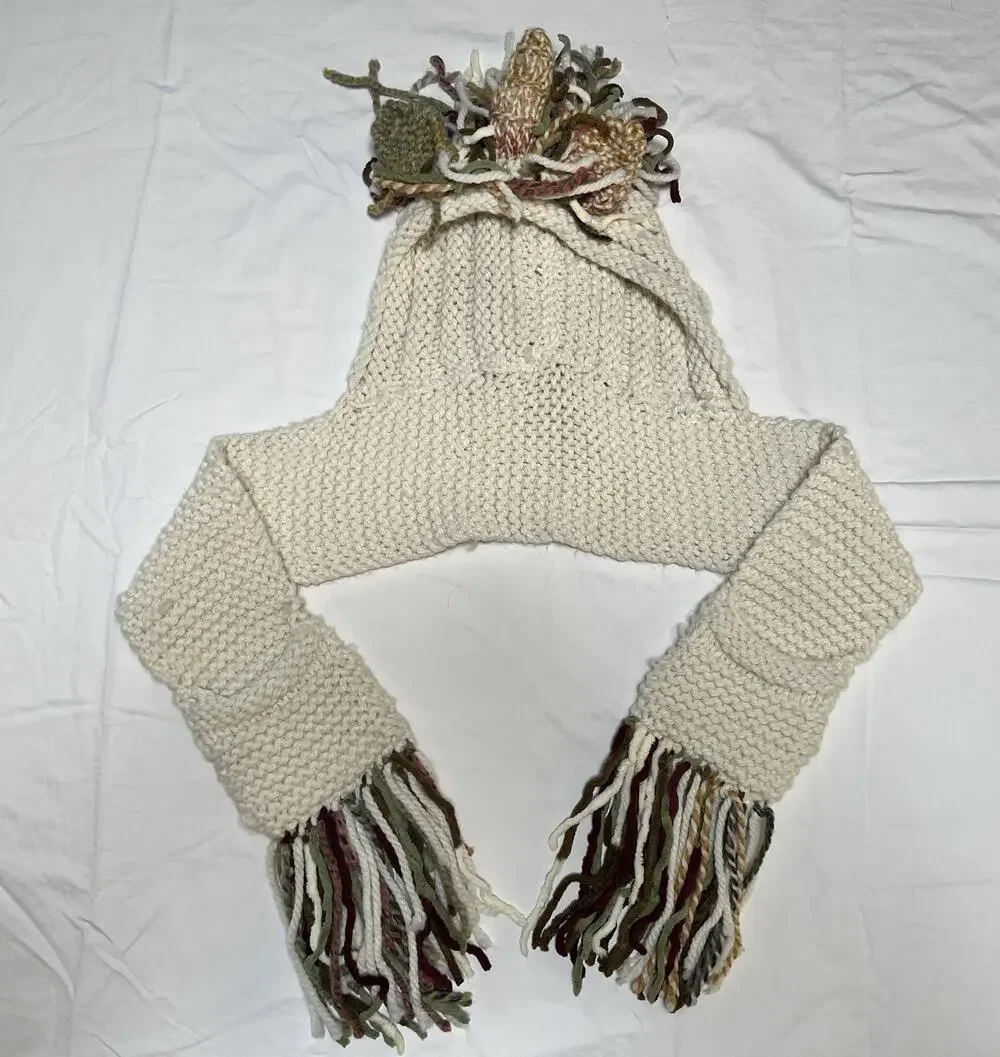 Hand Crocheted Beanie With Hand Warmers, Cute Ears And Unicorn Horn Gift